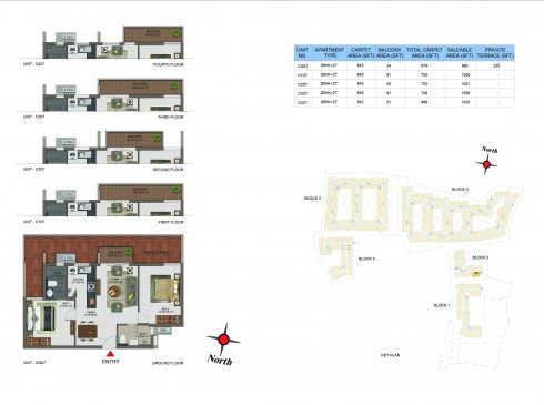 2 BHK Apartments Floor Plan (Unit No CG07, C107, C207, C307, C407) - Casagrand Utopia