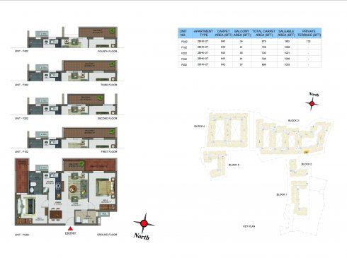 2 BHK Apartments Floor Plan (Unit No FG02, F102, F202, F302, F402) - Casagrand Utopia