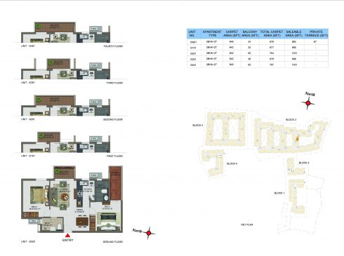 2 BHK Apartments Floor Plan (Unit No GG01, G101, G201, G301, G401) - Casagrand Utopia