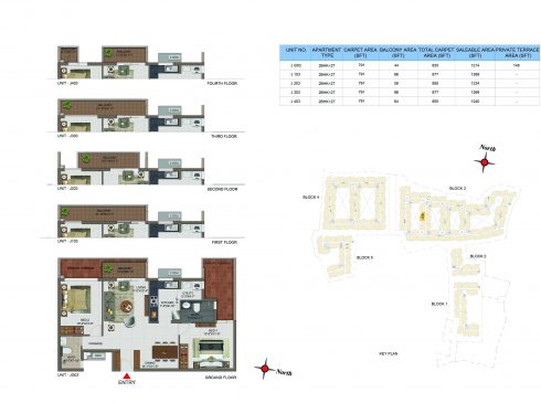 2 BHK Apartments Floor Plan (Unit No JG03, J103, J203, J303, J403) - Casagrand Utopia