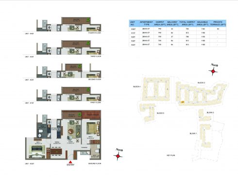 2 BHK Apartments Floor Plan (Unit No KG07, K107, K207, K307, K407) - Casagrand Utopia